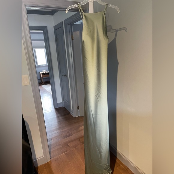 Mori Lee High Neck Satin Dress with Strappy Back NWT - Picture 3 of 6